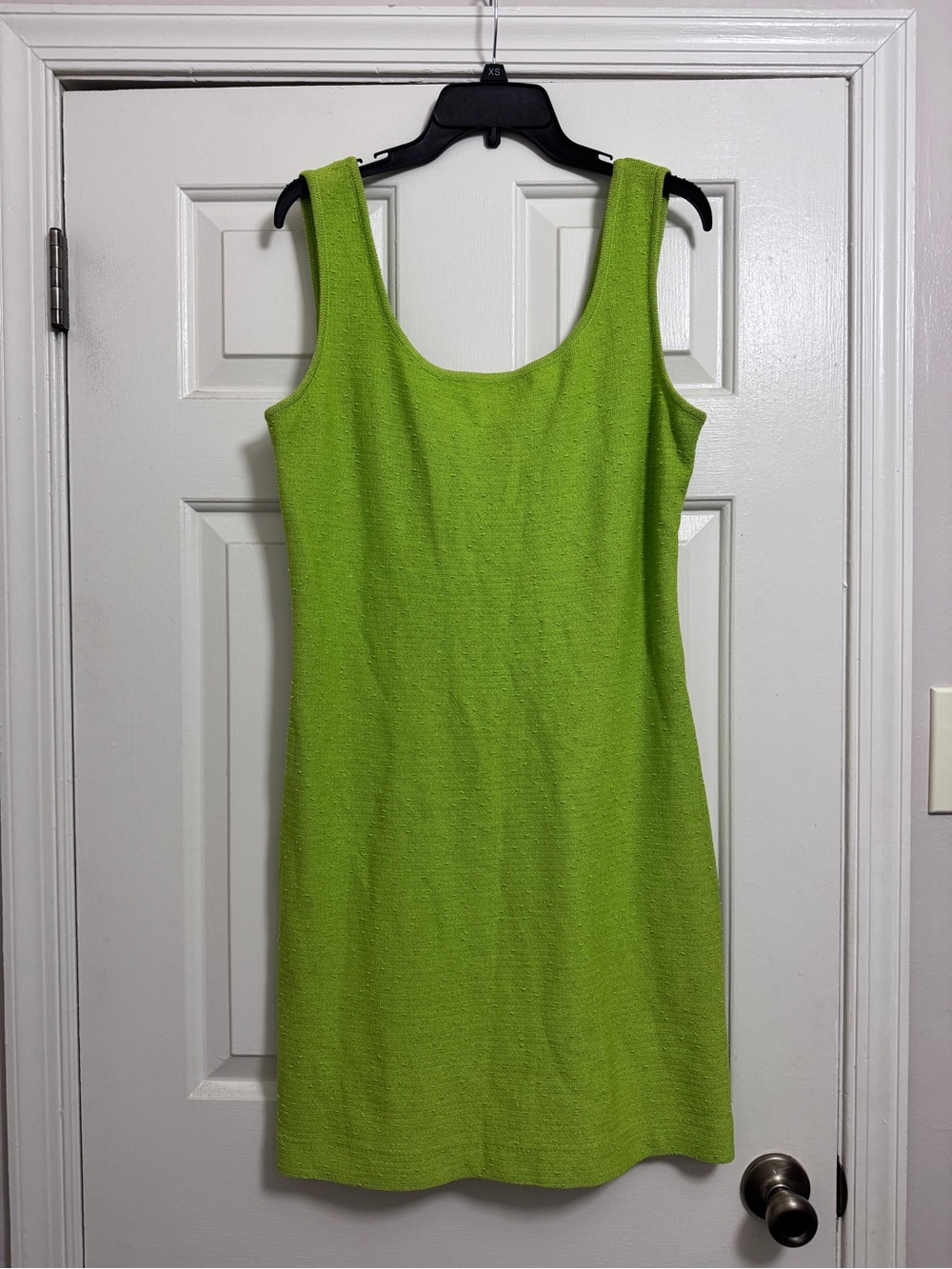 St. John Bright Lime Green Textured Dress